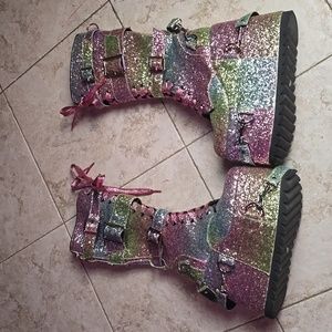 Brand New Never Worn Rainbow Platform Boots